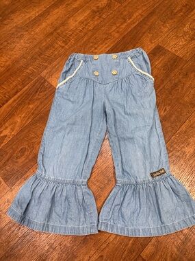 Matilda Jane Light Blue Chambray Ruffle Hem Kids Pants